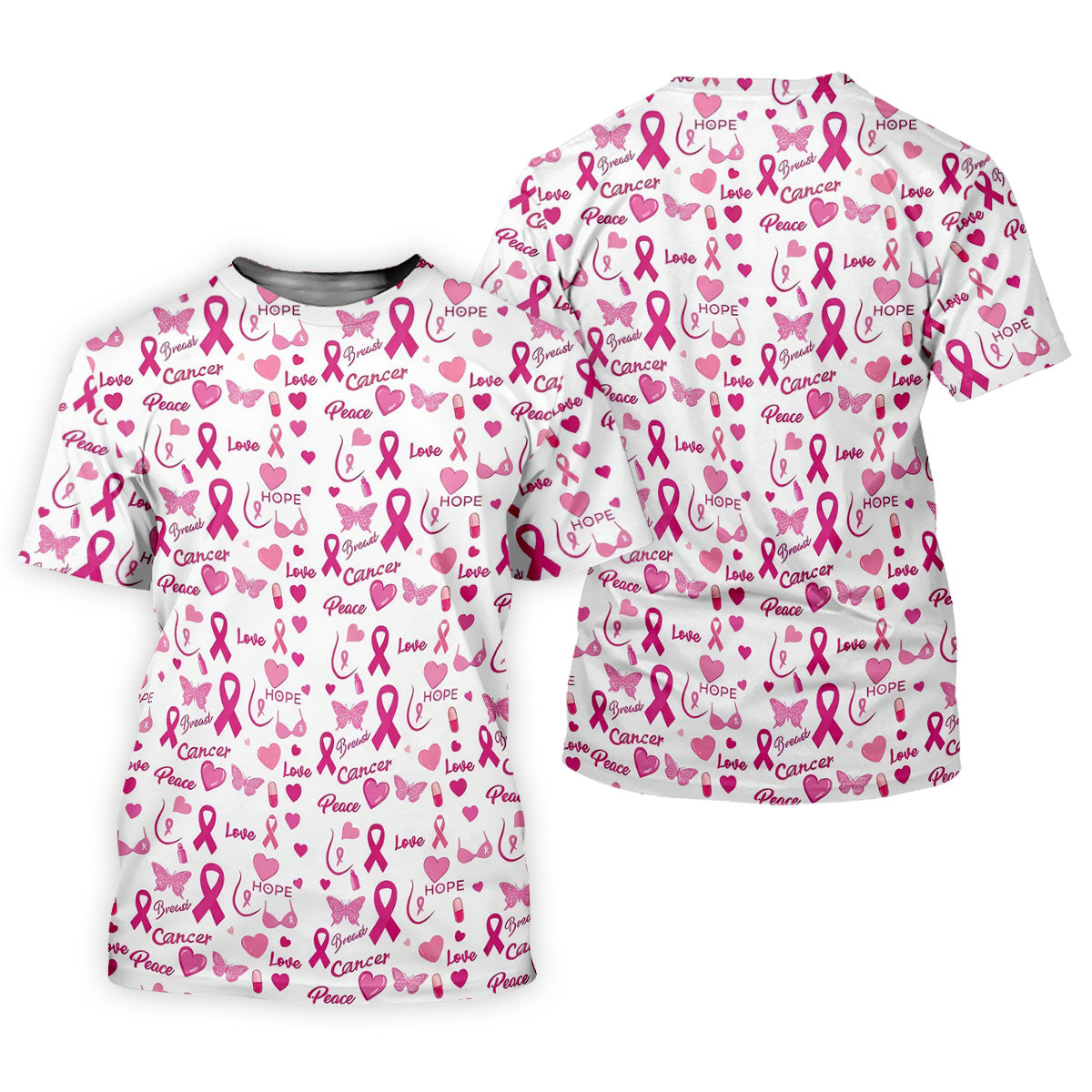 Love Hope Peace Butterfly Breast Cancer Polo Shirt, Mens Golf Polo, Printed Golf Shirts