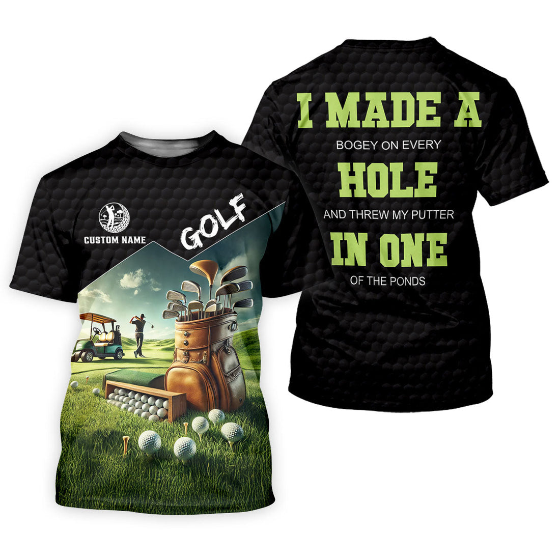 Custom Name Golf Course Club Bag Polo Shirt, Mens Golf Polo, Golf Apparel For Men