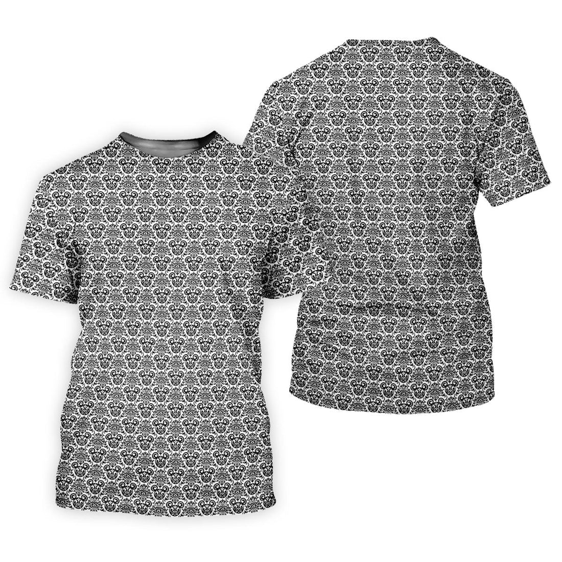 Vintage Monochrome Damask Golf Polo Shirt, Printed Golf Shirts, Mens Golf Shirts