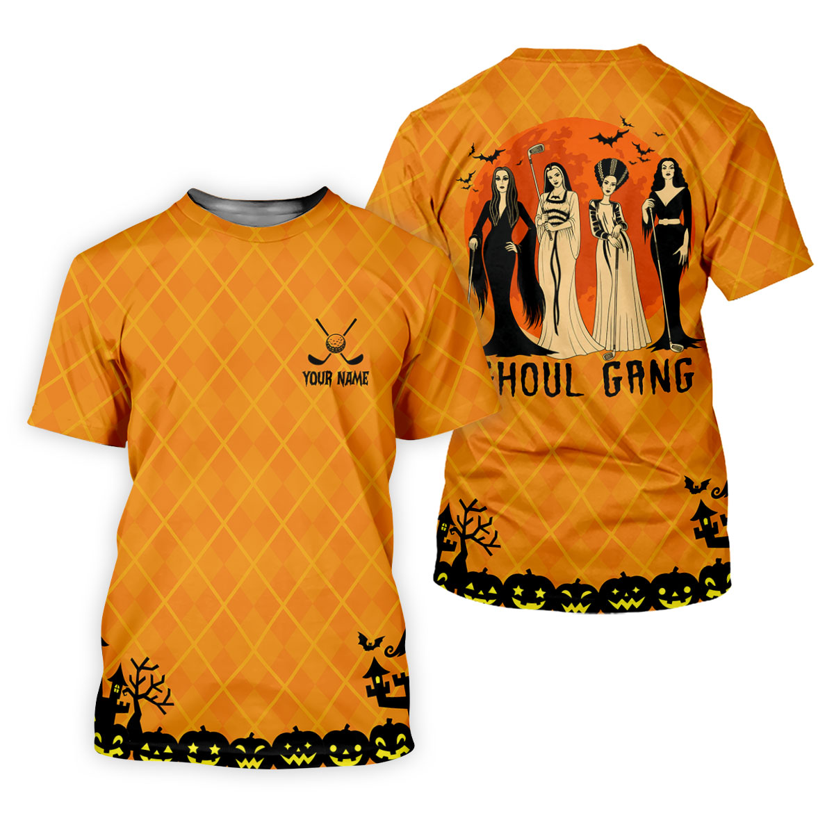 Custom Ghoul Gang Horror Character Halloween Polo Shirt, Men's Golf Shirt, Mens Golf Polo