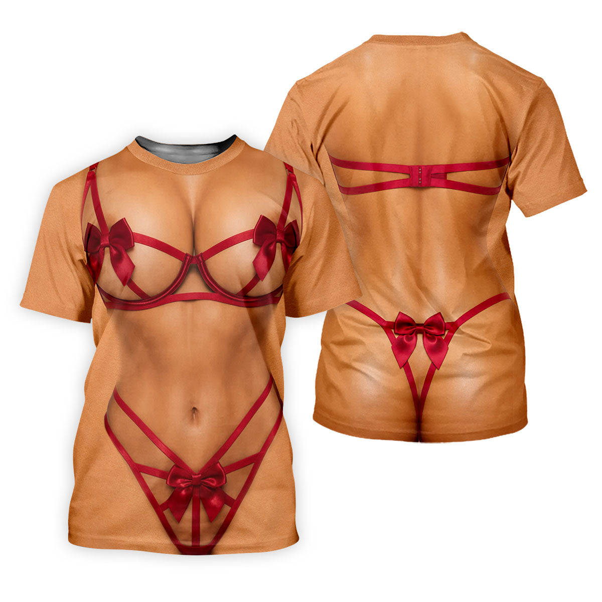 Funny Red Ribbon Lingerie Costume Polo Shirt, Men's Golf Shirt, Golf Apparel For Men
