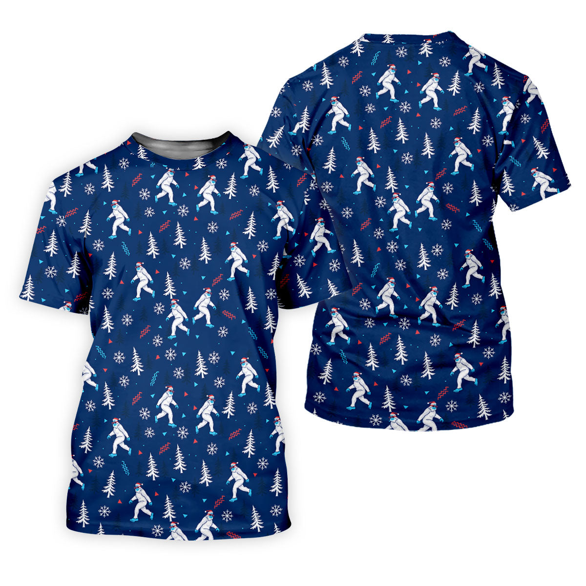 Yeti Ice Skating Christmas Golf Shirt, Women's Golf Tops, Printed Golf Shirt, Golf Shirts For Women