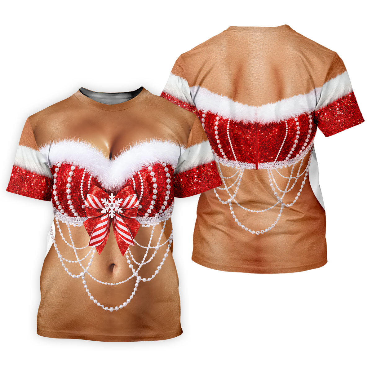 Sexy Santa Bra And Pearls Christmas Golf Shirt, Womens Golf Tops, Ladies Golf Shirts