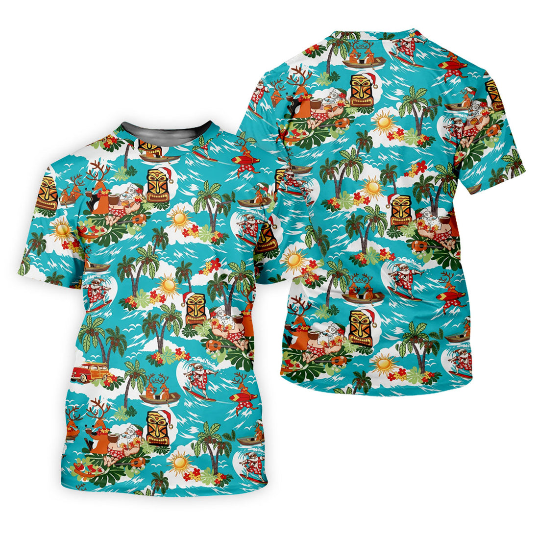 Women's Funny Surfing Santa Hawaiian Golf Shirt, Christmas Golf Shirt, Women’s Golf Polo