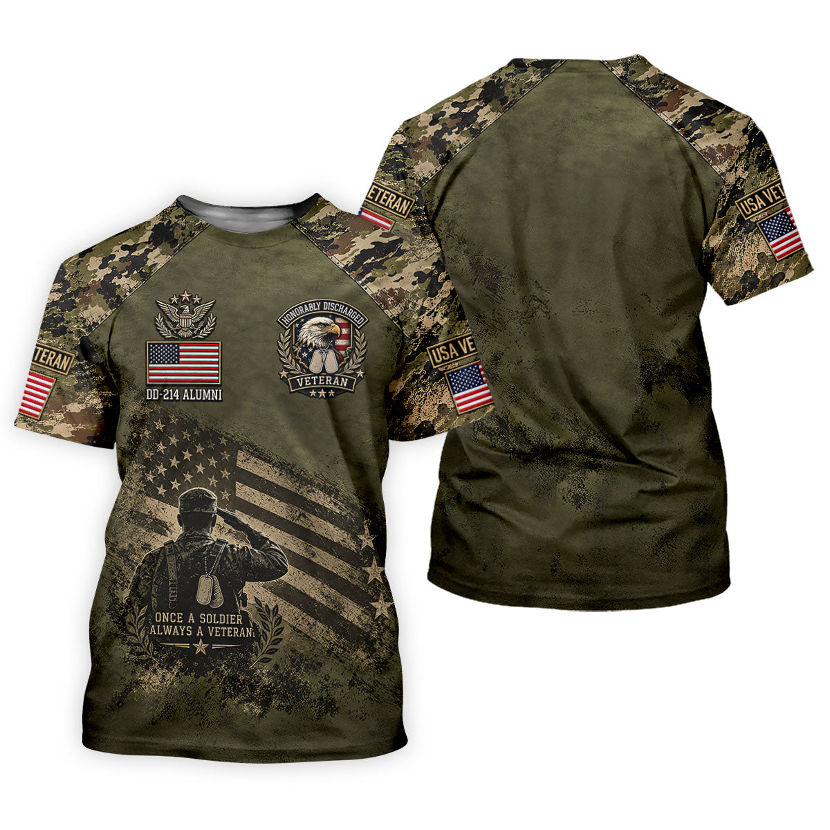 DD-214 Honorably Discharged Camo Polo Shirt, Veterans Day Shirt, Mens Golf Shirts