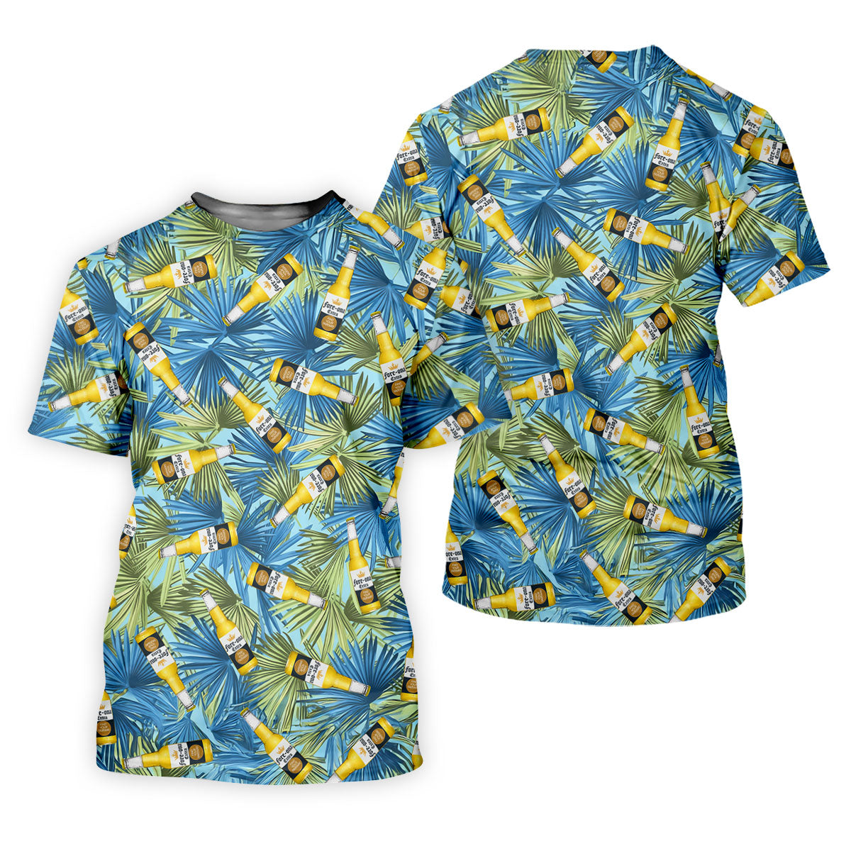 Funny Tropical Beer Bottle Pattern Golf Polo Shirt, Printed Golf Shirts, Mens Golf Apparel