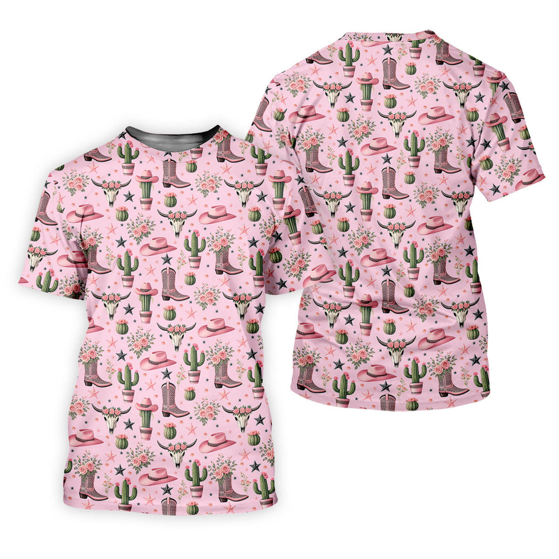 Pink Western Boots Roses Cactus Pattern Hawaiian Golf Shirt, Printed Golf Shirt, Women’s Golf Apparel