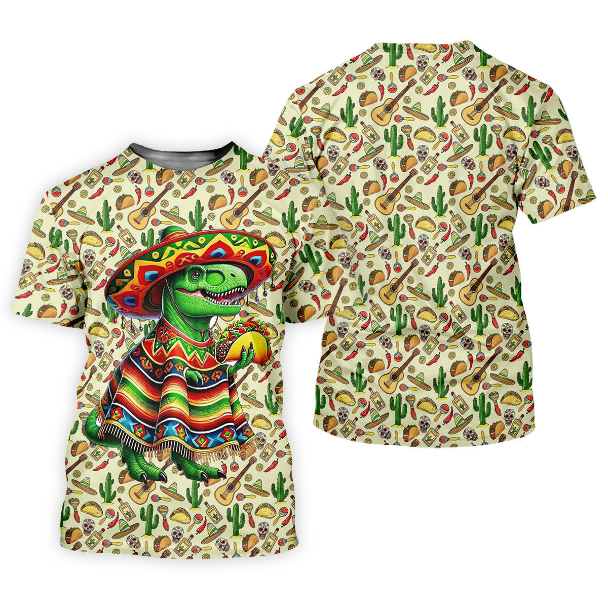 Dinosaur Taco Fiesta Time Ladies Golf Tops, Cinco De Mayo Celebration Golf Shirt For Women