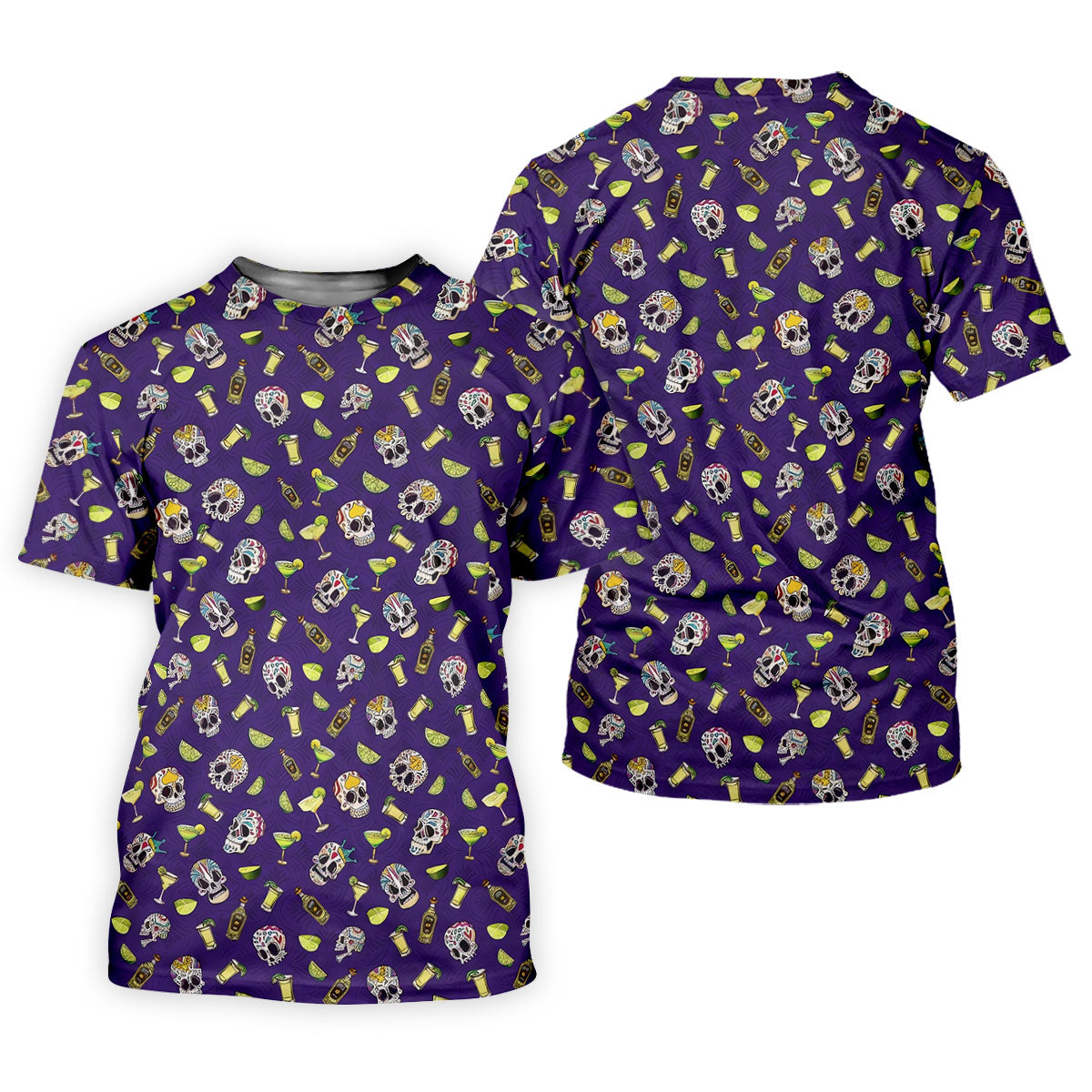 Decorated Sugar Skulls Cinco De Mayo Celebration Fiesta Themed The Purple Haze Golf Shirts For Men