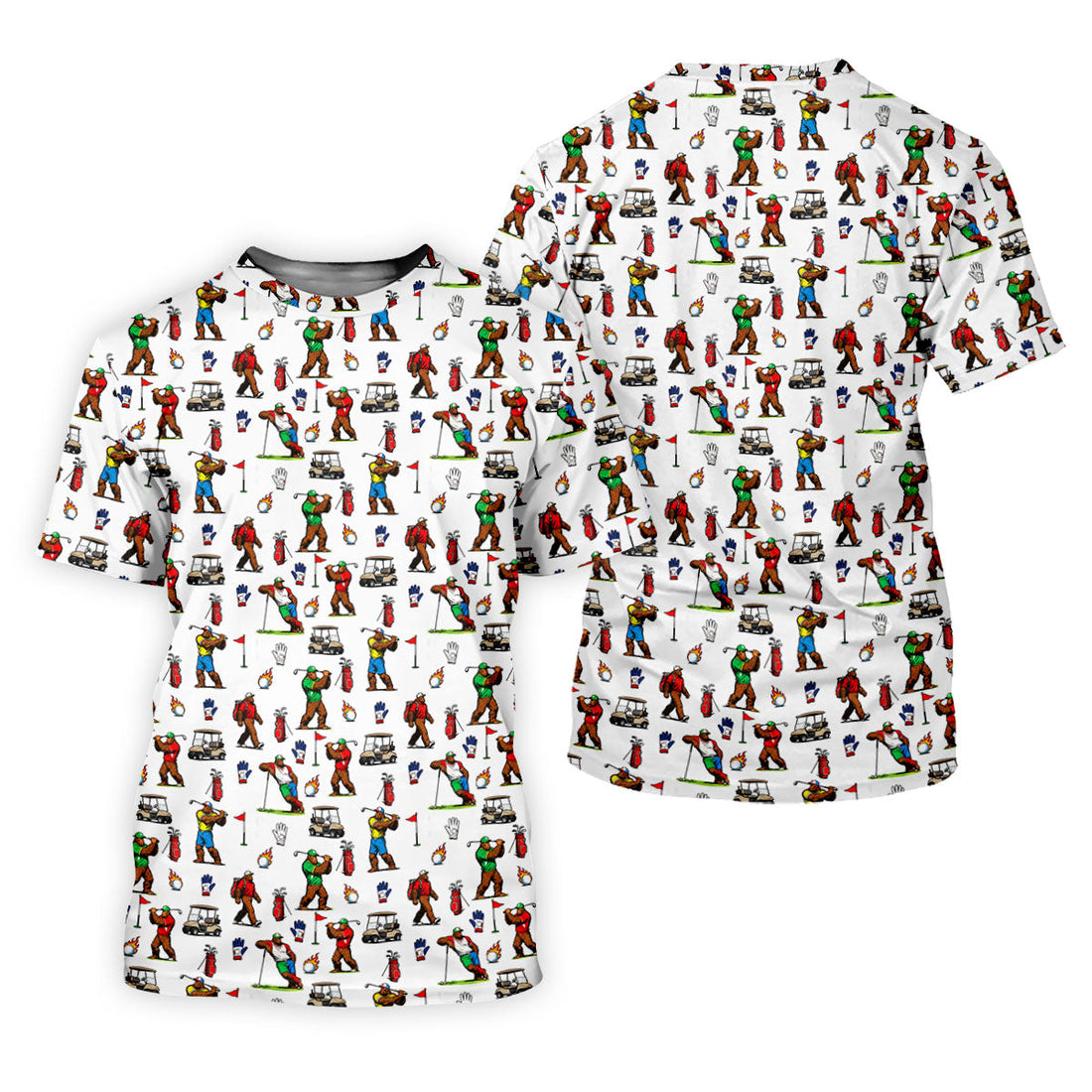 Bigfoot Golfer Pattern Men's Golf Shirt, Golf Polo Shirts For Men, Mens Golf Apparel