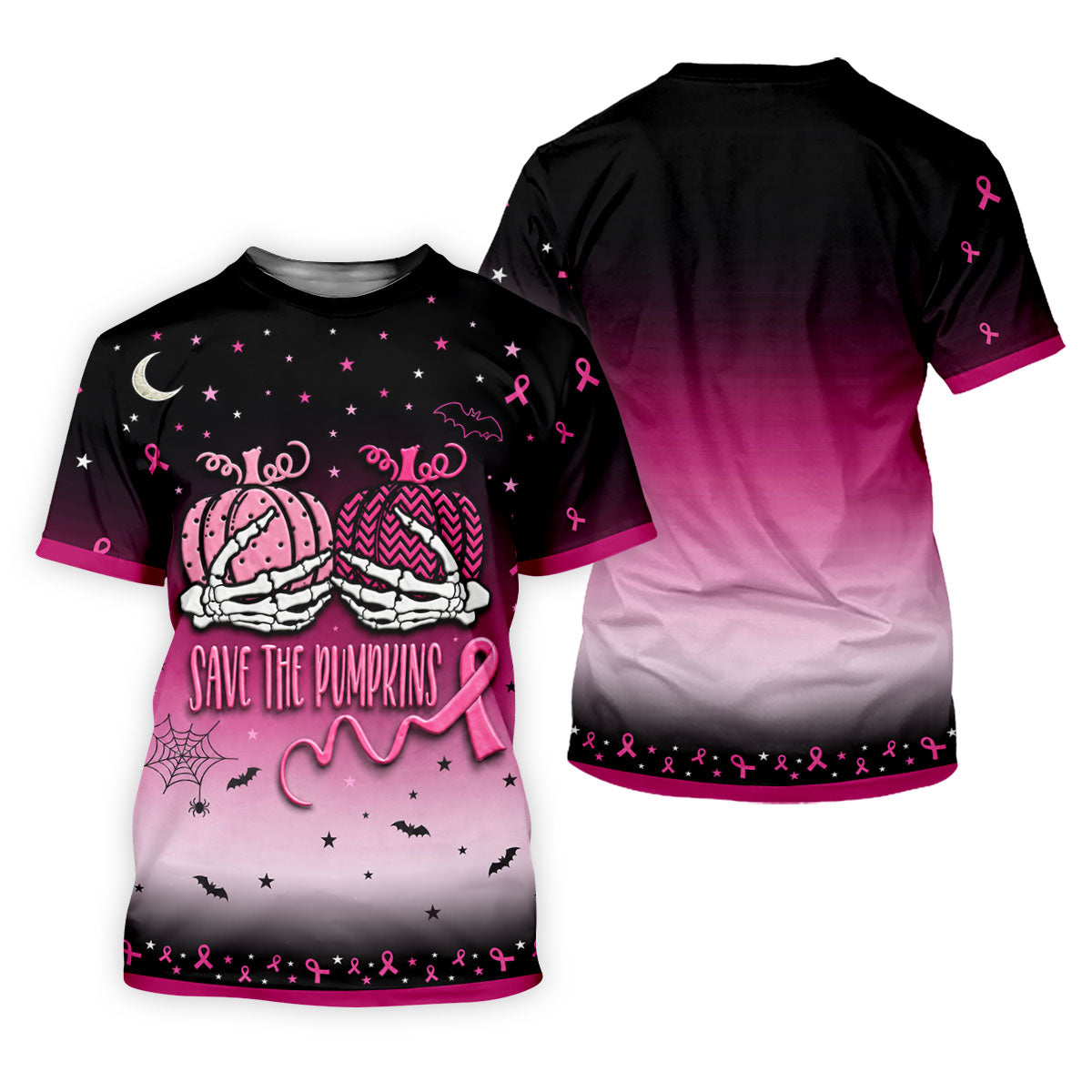 Save The Pumpkins Halloween Breast Cancer Golf Polo Shirt, Ladies Golf Shirts