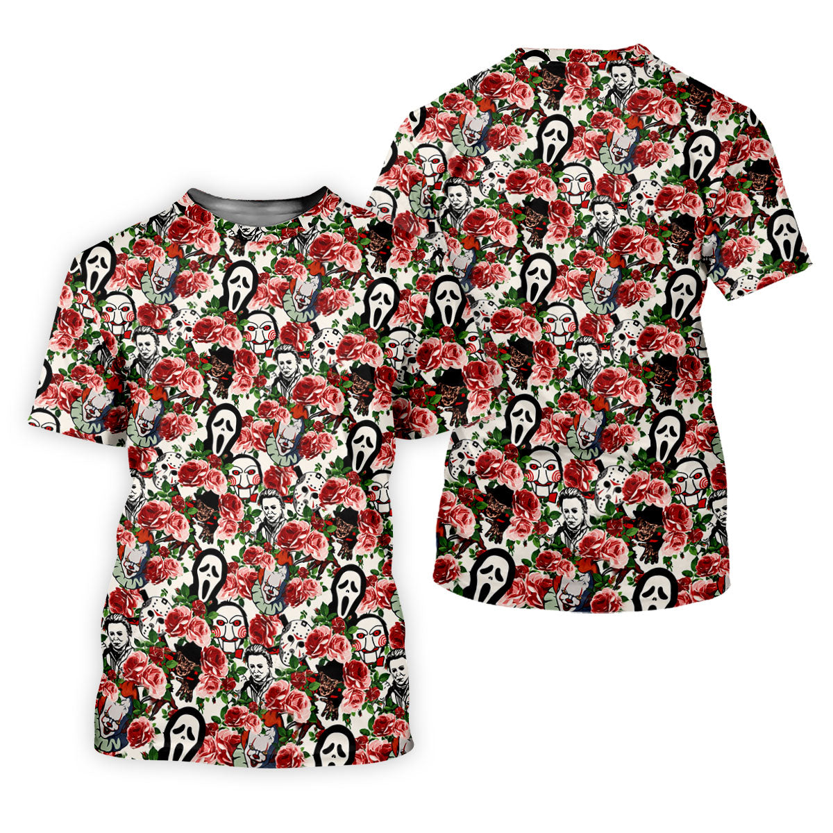 Rose Horror Character Collage Halloween Golf Shirt, Ladies Golf Tops, Women's Golf Apparel