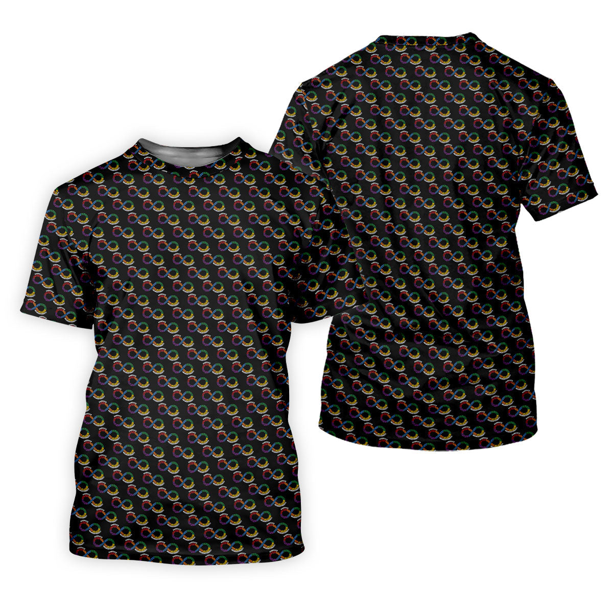 Embrace Neurodiversity Rainbow Infinity Symbol Autism Awareness Black Golf Shirt, Golf Shirts For Men