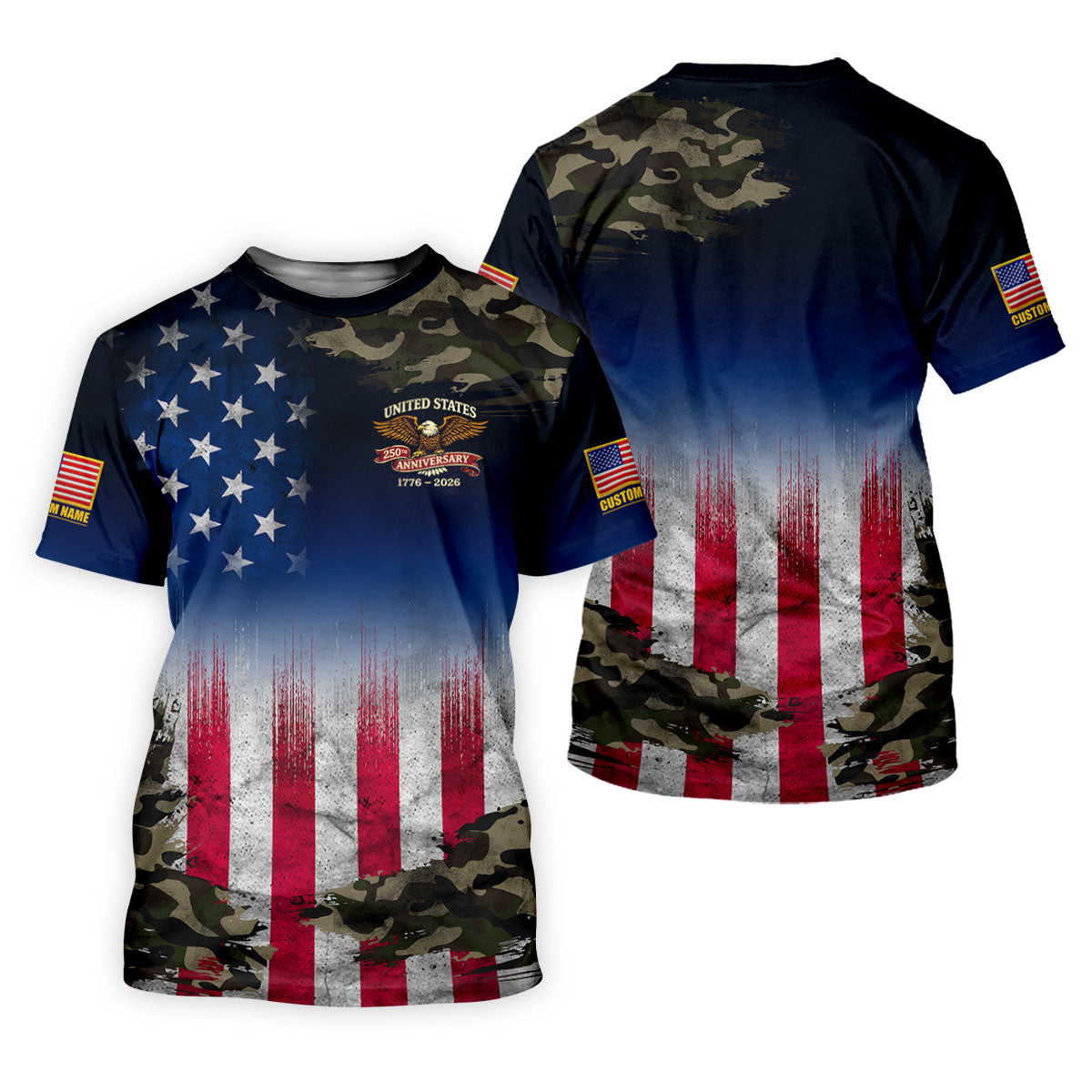 United States 250th Anniversary Camo Patriotic 4th Of July Golf Shirt, Distressed Flag Golf Shirt For Women