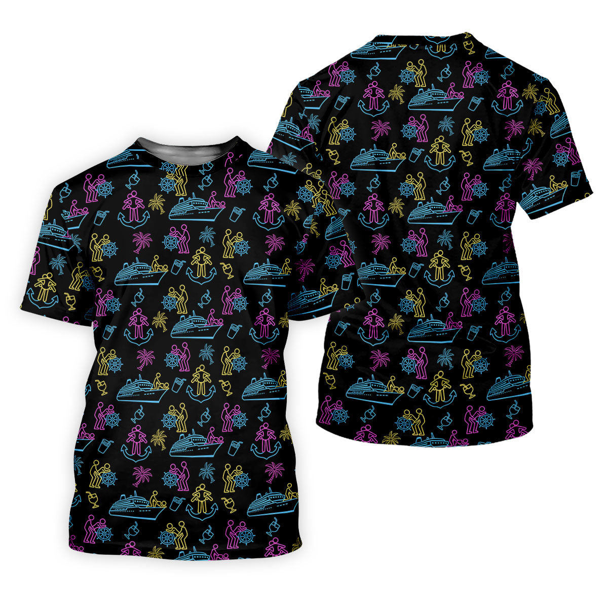 Funny Adult Cruise Vacation Pattern Polo Shirt, Womens Golf Tops, Printed Golf Shirt