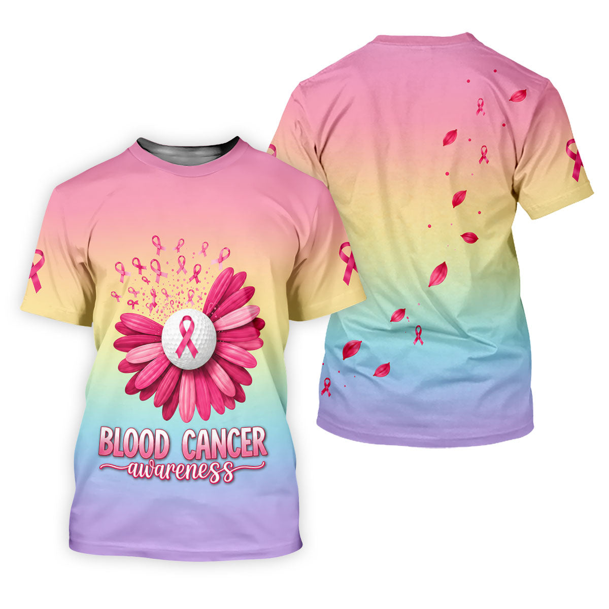 Blood Cancer Awareness Flower Golf Polo Shirt, Women's Golf Tops, Women's Golf Apparel