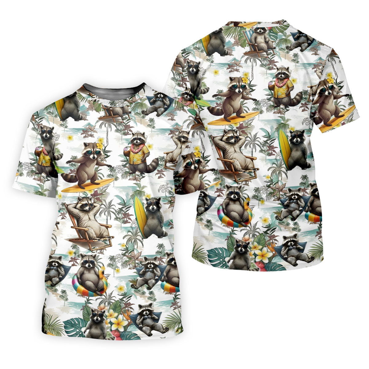 Raccoon Beach Vacation Hawaiian Shirt, Hawaiian Shirt For Men, Tropical Button Up Shirt