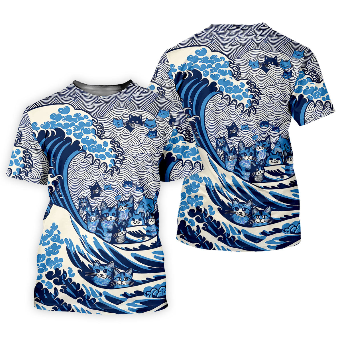 Japanese Wave Cat Hawaiian Golf Shirt, Golf Shirts For Men, Mens Golf Apparel