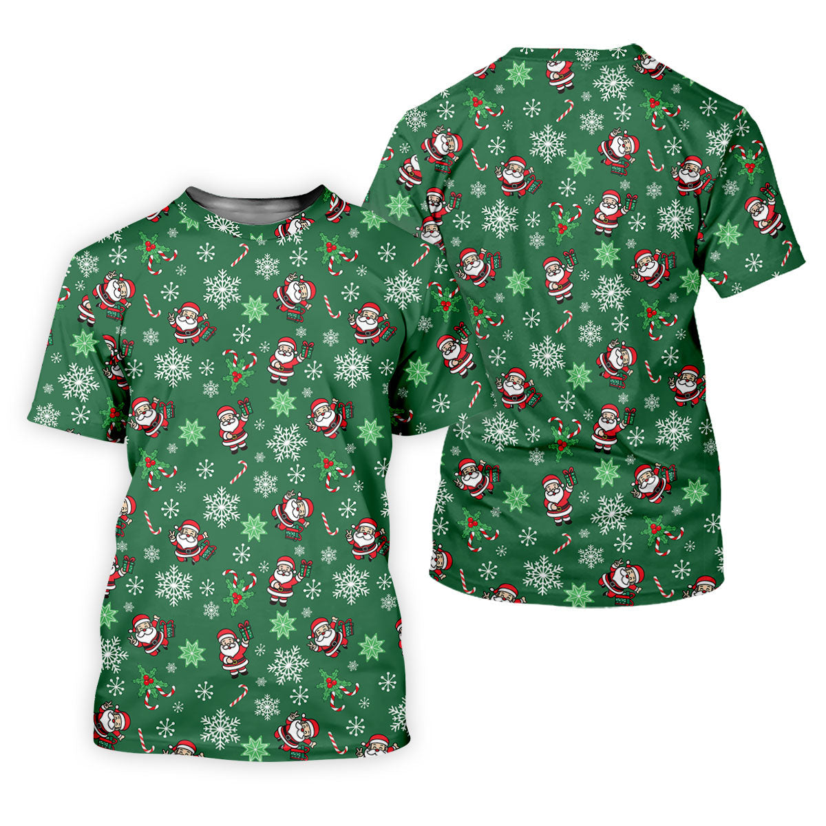 Santa Claus Pattern Christmas Green Golf Tops For Men, Christmas Golf Shirt, Polo Shirts For Men