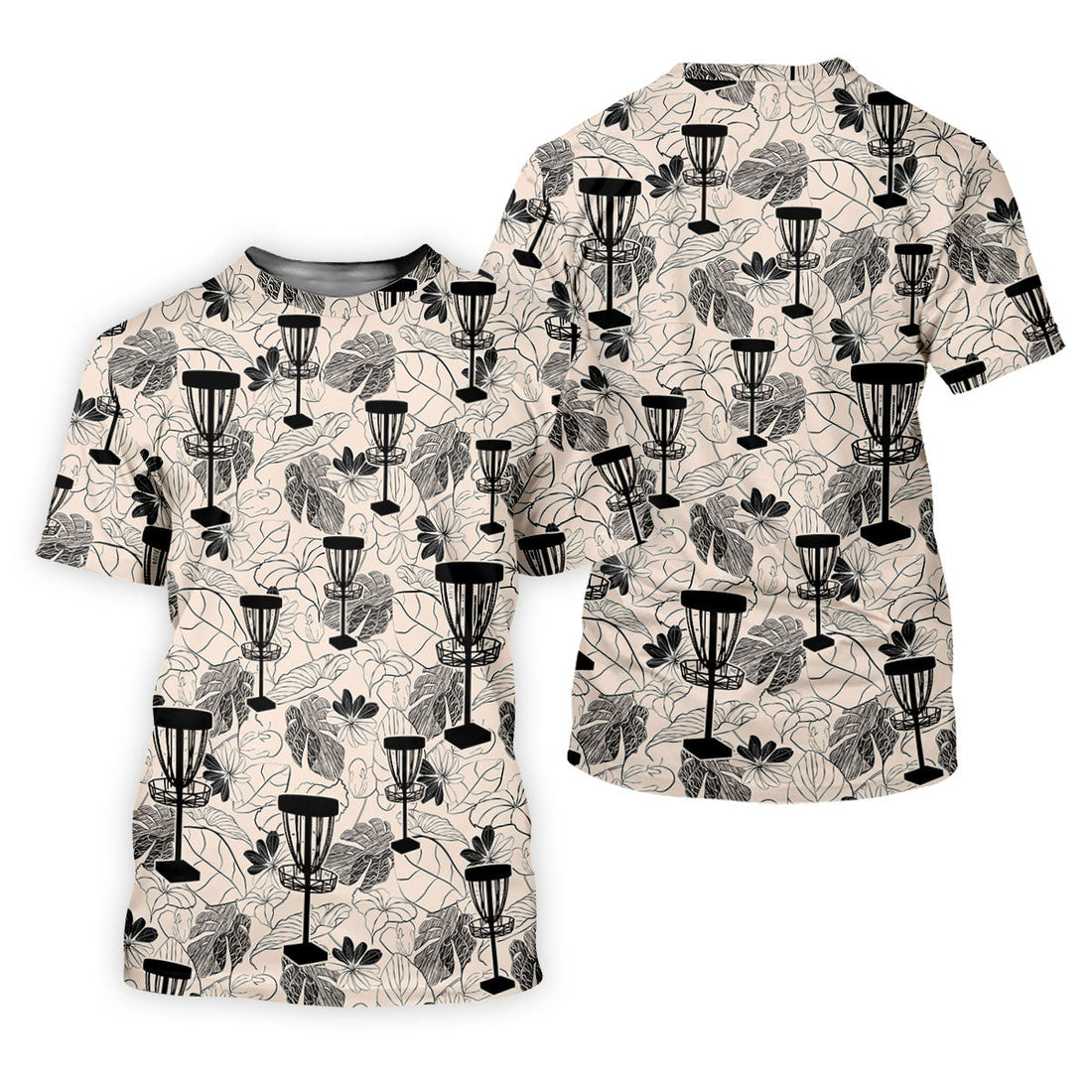 Minimalist Botanical Disc Golf Polo Shirt, Mens Golf Polo, Golf Shirts For Men