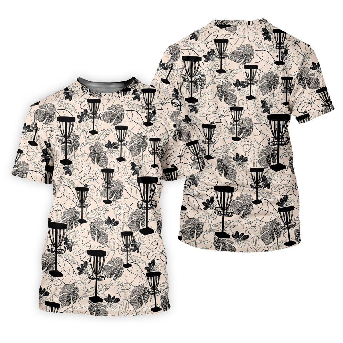 Minimalist Botanical Disc Golf Polo Shirt, Mens Golf Polo, Golf Shirts For Men