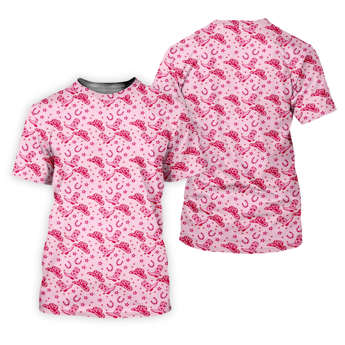 Pink Cowgirl Boots Hat Pattern Hawaiian Golf Shirt, Golf Polo For Women, Women’s Golf Apparel