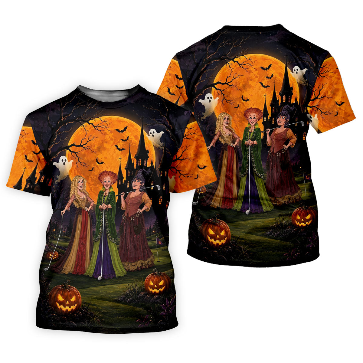 Three Witches Horror Character Golf Polo Shirt, Halloween Shirt, Golf Shirts For Men