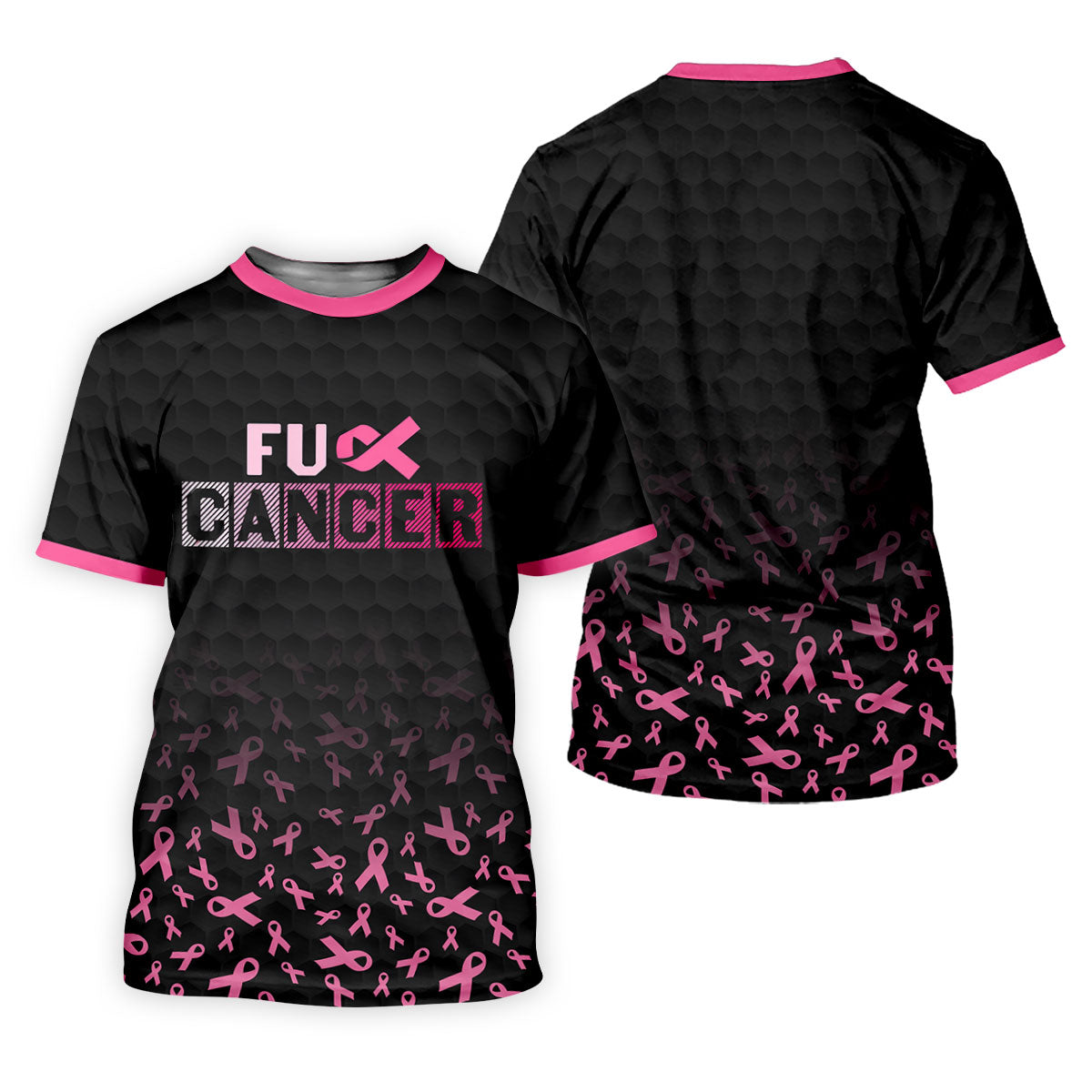 Fuck Cancer Black Pink Ribbon Breast Cancer Polo Shirt, Women's Golf Tops, Ladies Golf Top