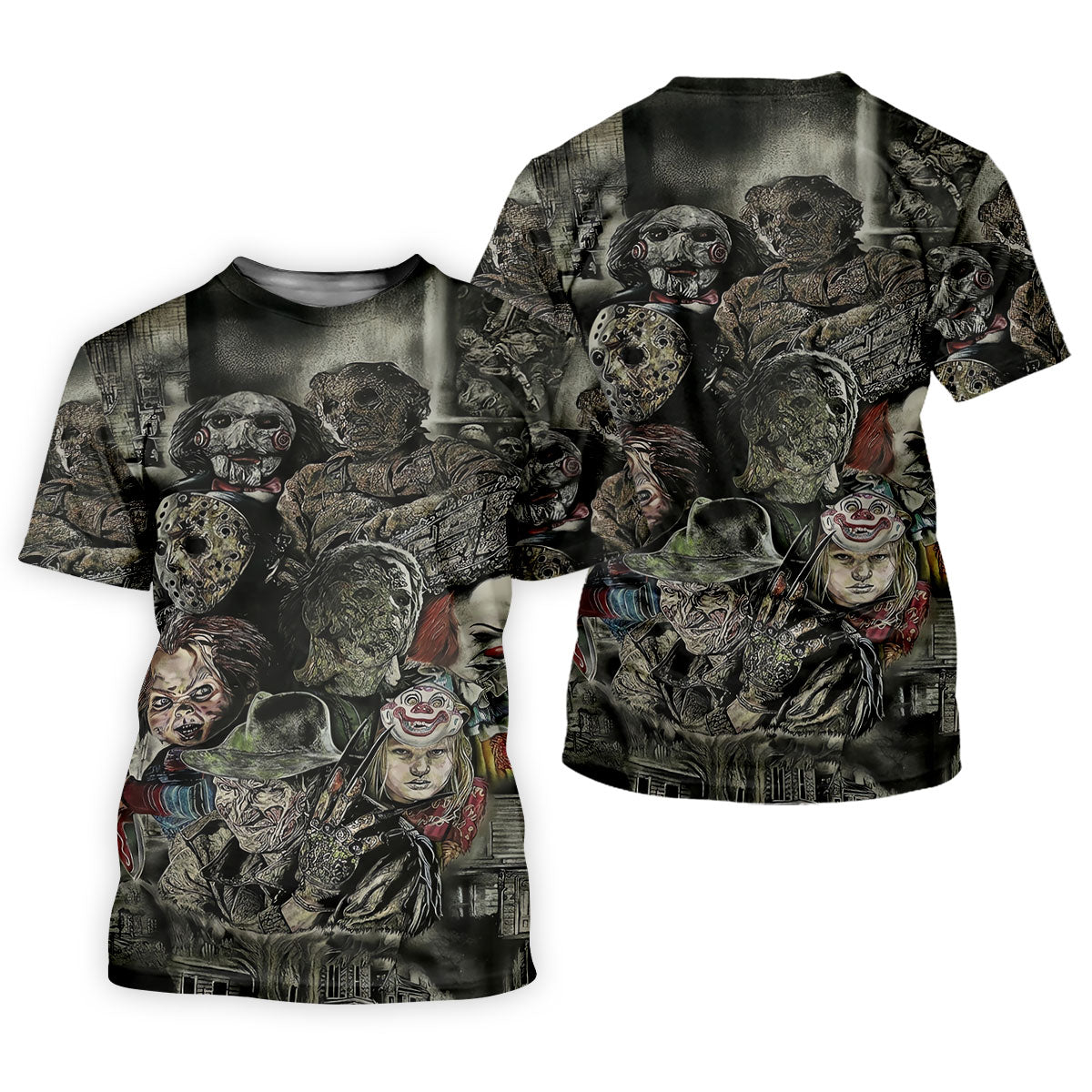 Horror Character Collage Golf Polo Shirt, Men's Golf Polo, Hawaiian Golf Shirt