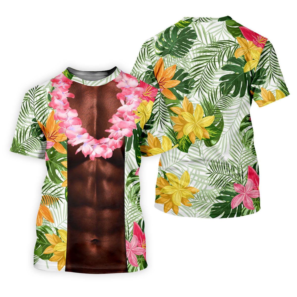Dark Skin Tropical Muscle Chest Hawaiian Golf Polo Shirt, Polo Shirts For Men, Mens Golf Apparel