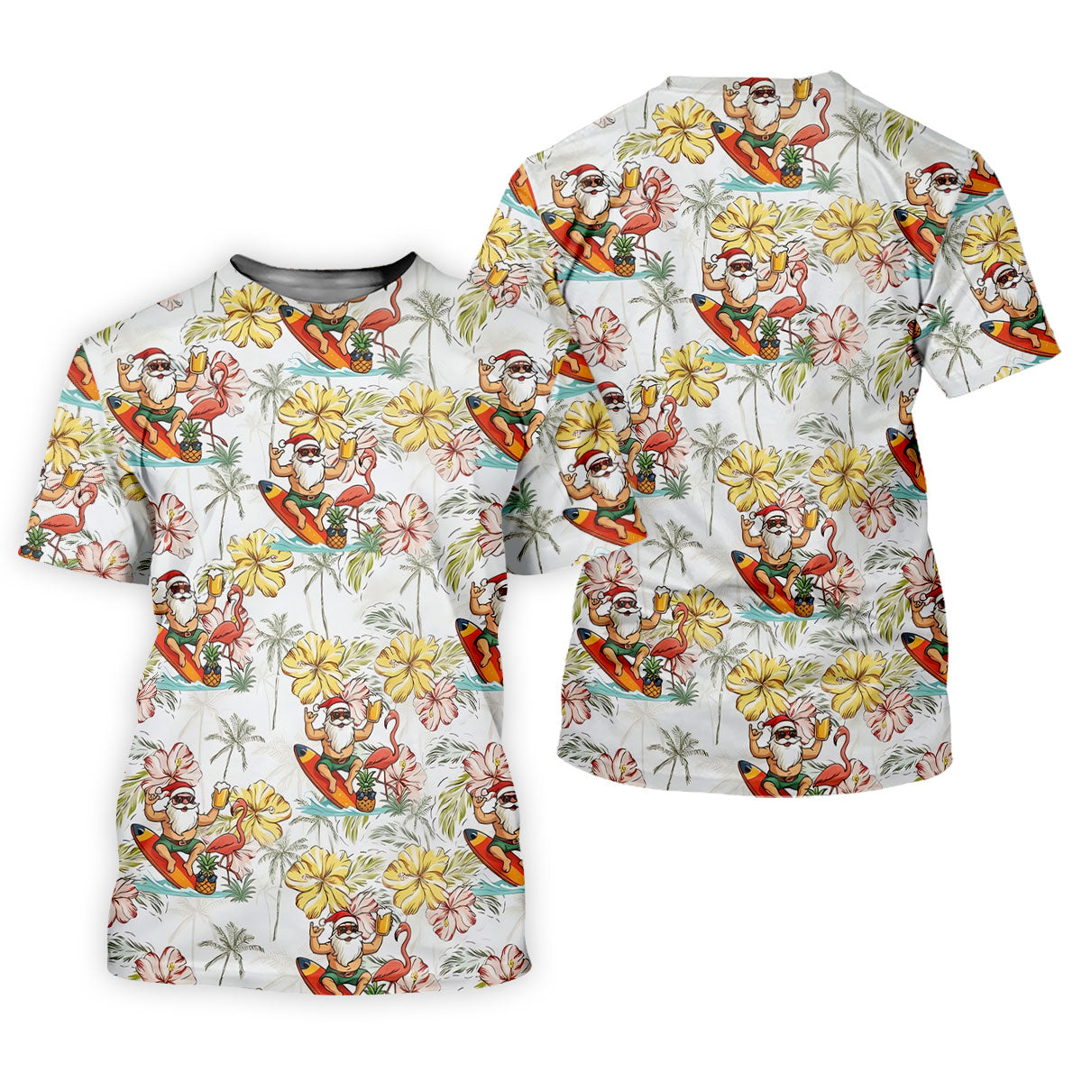 Surfing Santa Tropical Christmas Golf Polo Shirt, Golf Shirts For Women, Women's Golf Apparel