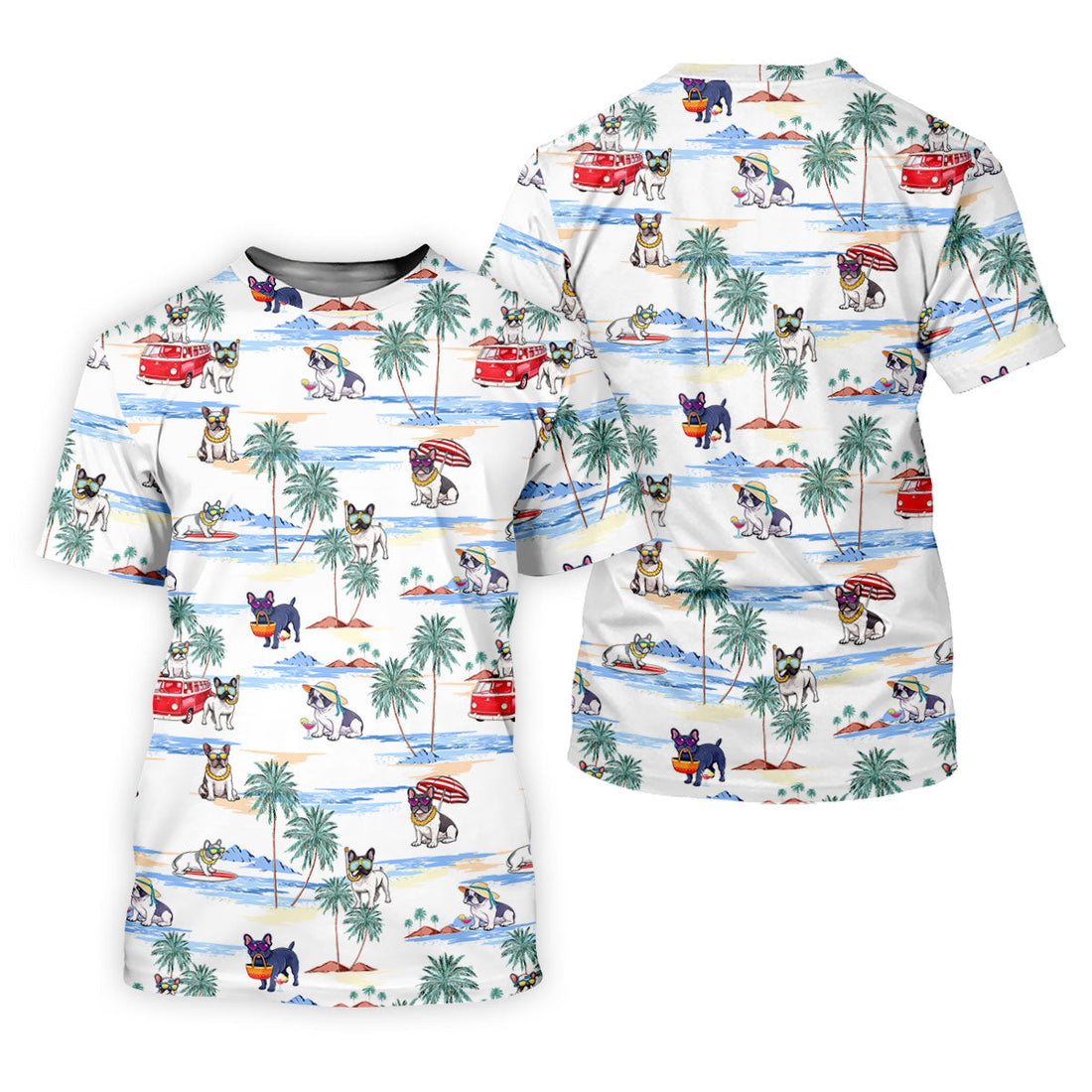 French Bulldog Beach Vacation Hawaiian Golf Polo Shirt, Mens Golf Shirts, Golf Apparel For Men