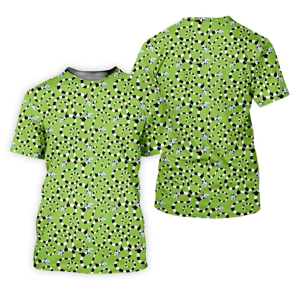 Striped Horror Creature Golf Polo Shirt, Golf Shirts For Women, Halloween Tops For Women