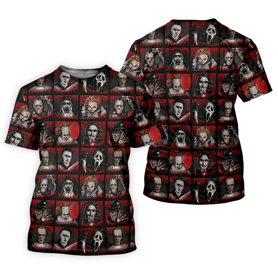 Horror Character Grid Halloween Golf Shirt, Ladies Golf Shirts, Women’s Golf Apparel