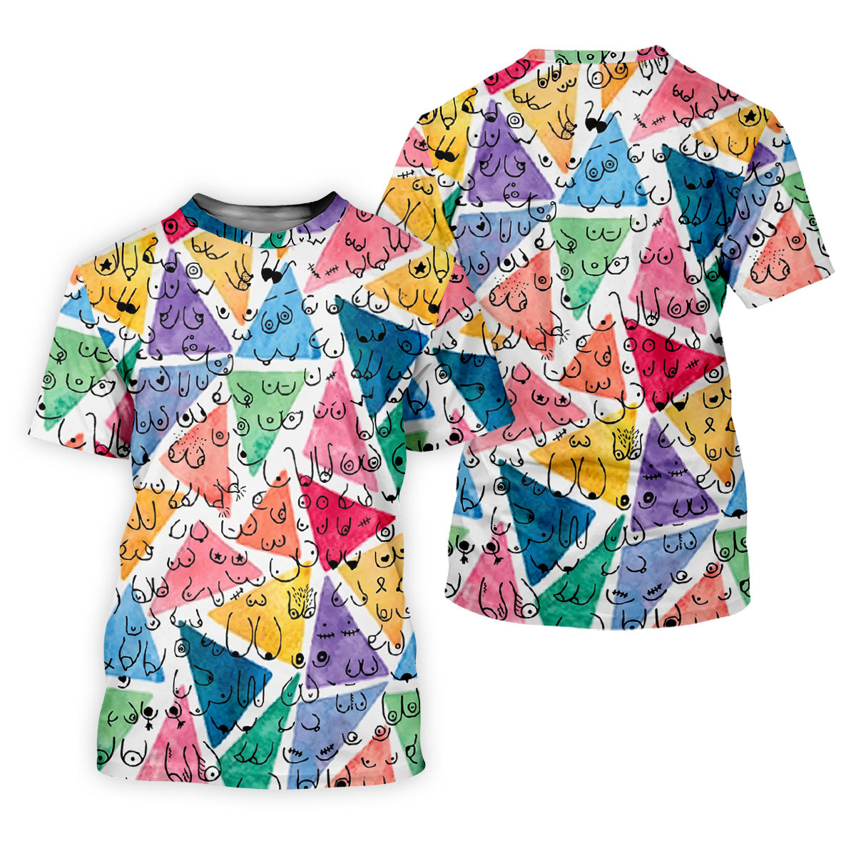 Multicolor Abstract Boob Pattern Golf Polo Shirt, Golf Tops For Women, Ladies Golf Shirt