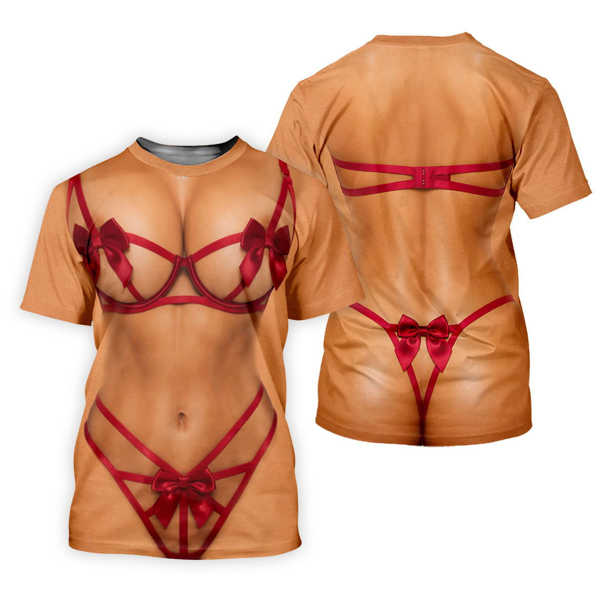 Funny Red Ribbon Lingerie Costume Polo Shirt, Ladies Golf Shirts, Women’s Golf Apparel