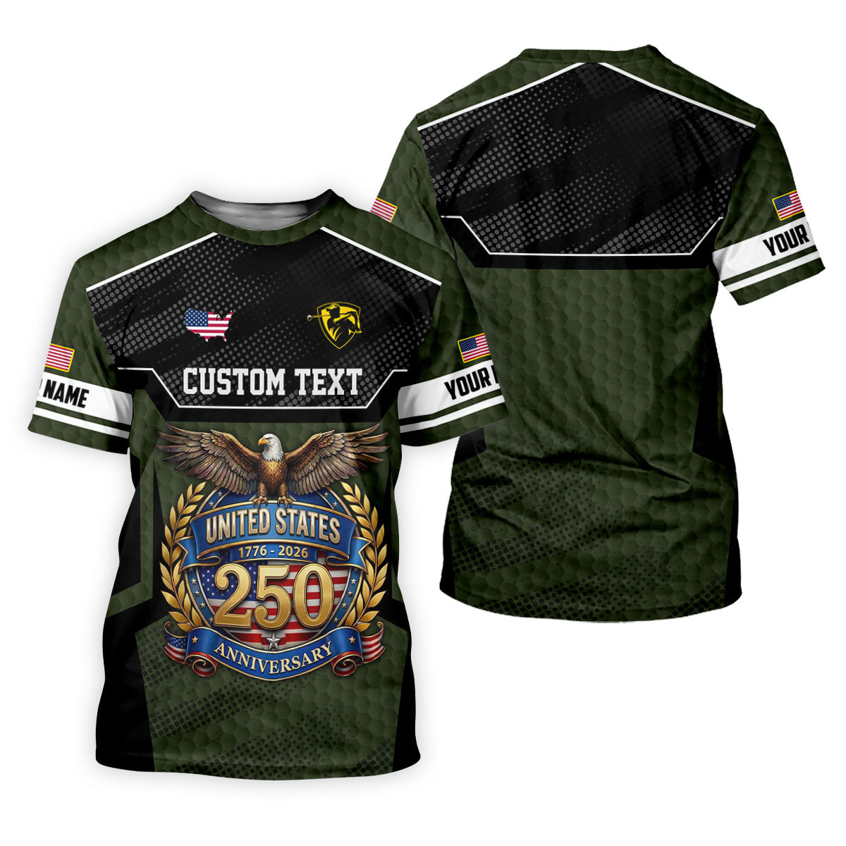 US 250 Anniversary Patriotic 4th Of July Green Golf Shirt, Polo Shirts For Men, Golf Shirts For Men