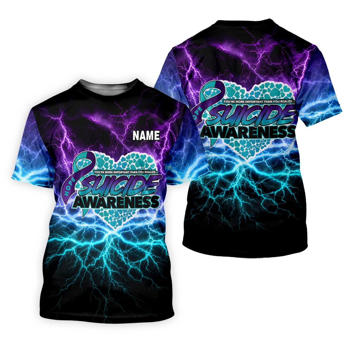 Suicide Awareness Hope Ribbon Lightning Golf Polo Shirt, Mens Golf Polo, Golf Shirts For Men