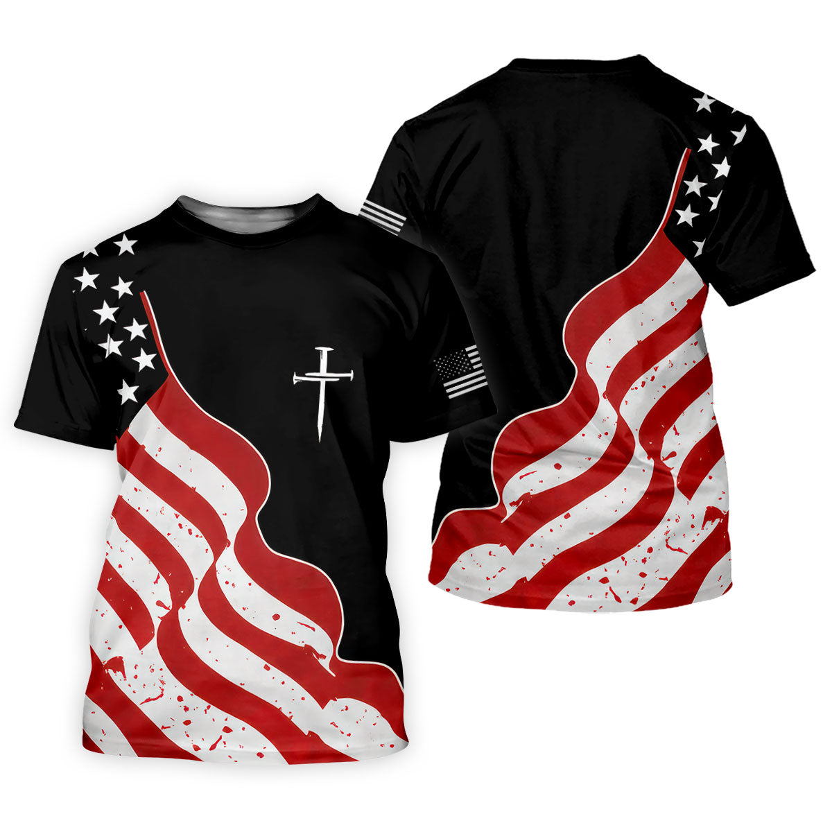 Faith Cross America 250th Anniversary 4th Of July Shirt, Patriotic Black Golf Shirt For Women