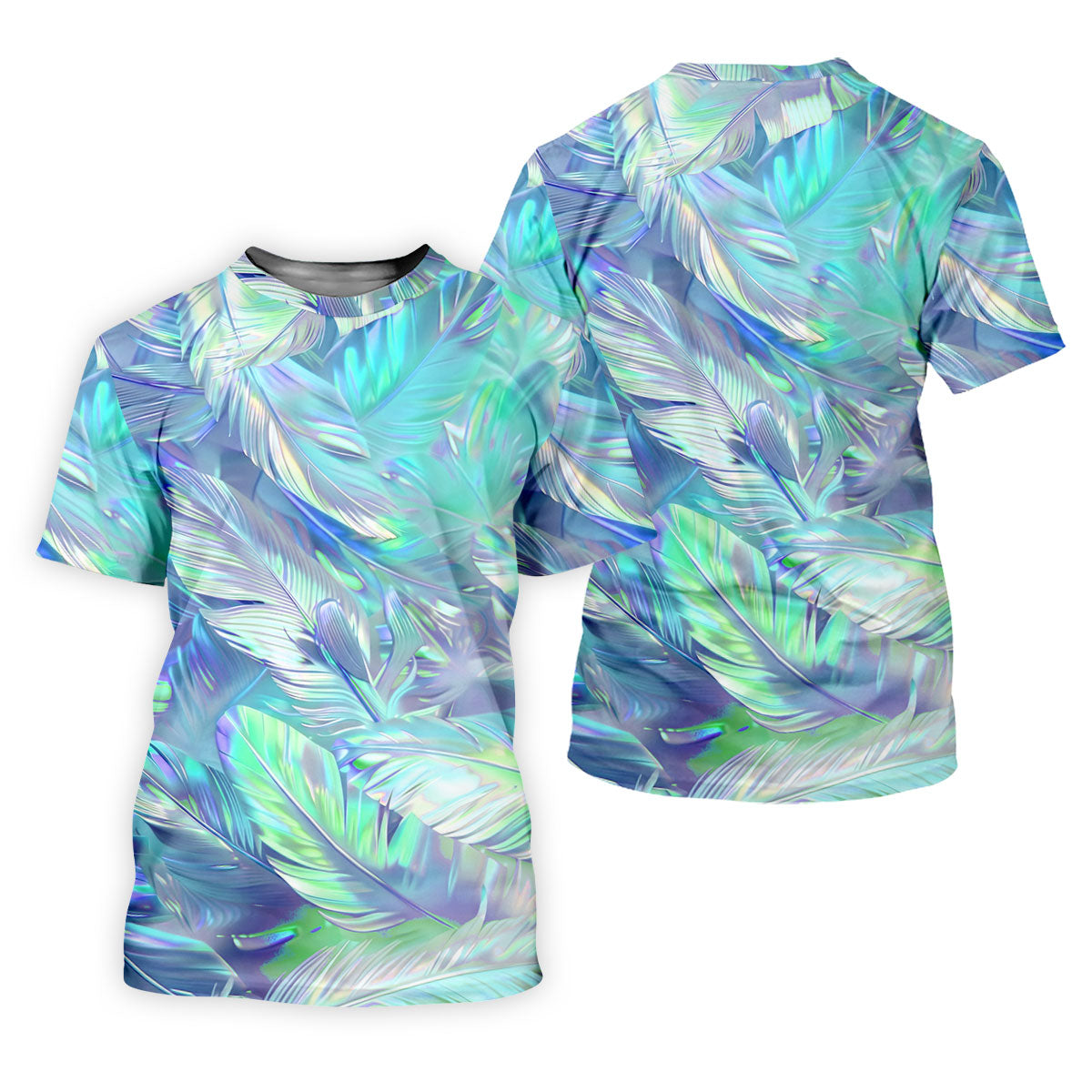 Pastel Gradient Feather Hawaiian Golf Shirt, Golf Tops For Men, Golf Shirts For Men