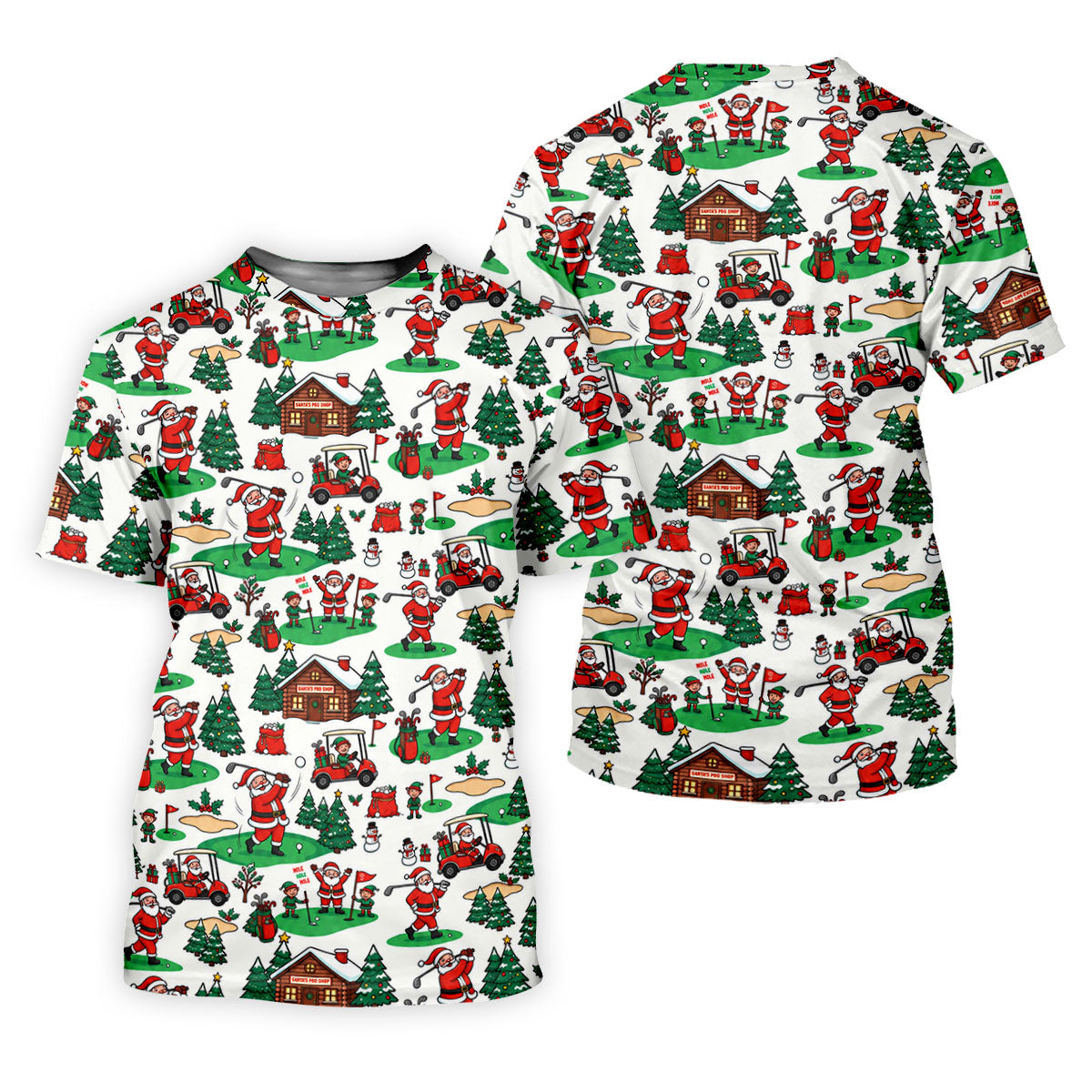 Santa Golf Cart And Elves Christmas Golf Shirt, Mens Golf Polo, Golf Shirts For Men