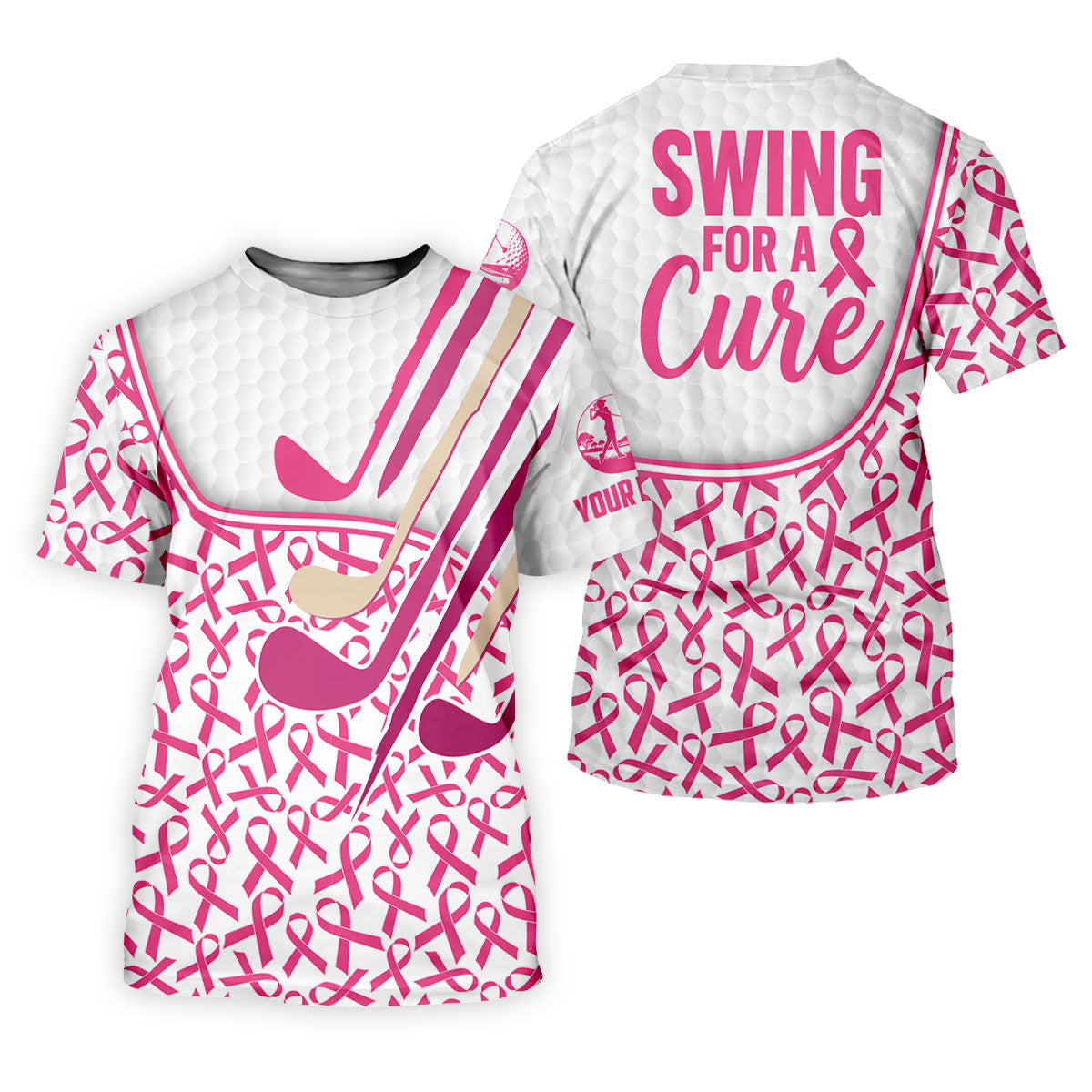 Custom Pink Ribbon Golf Club Breast Cancer Polo Shirt, Women’s Golf Polo, Ladies Golf Top