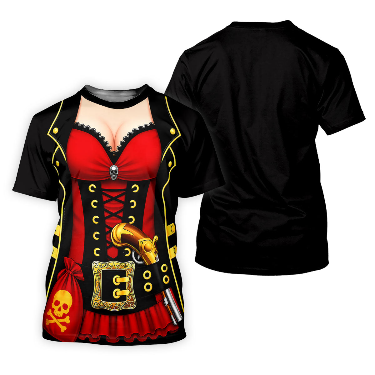 Red Corset Pirate Costume Skull Belt Golf Shirt, Mens Golf Polo, Golf Apparel For Men, Printed Golf Shirts