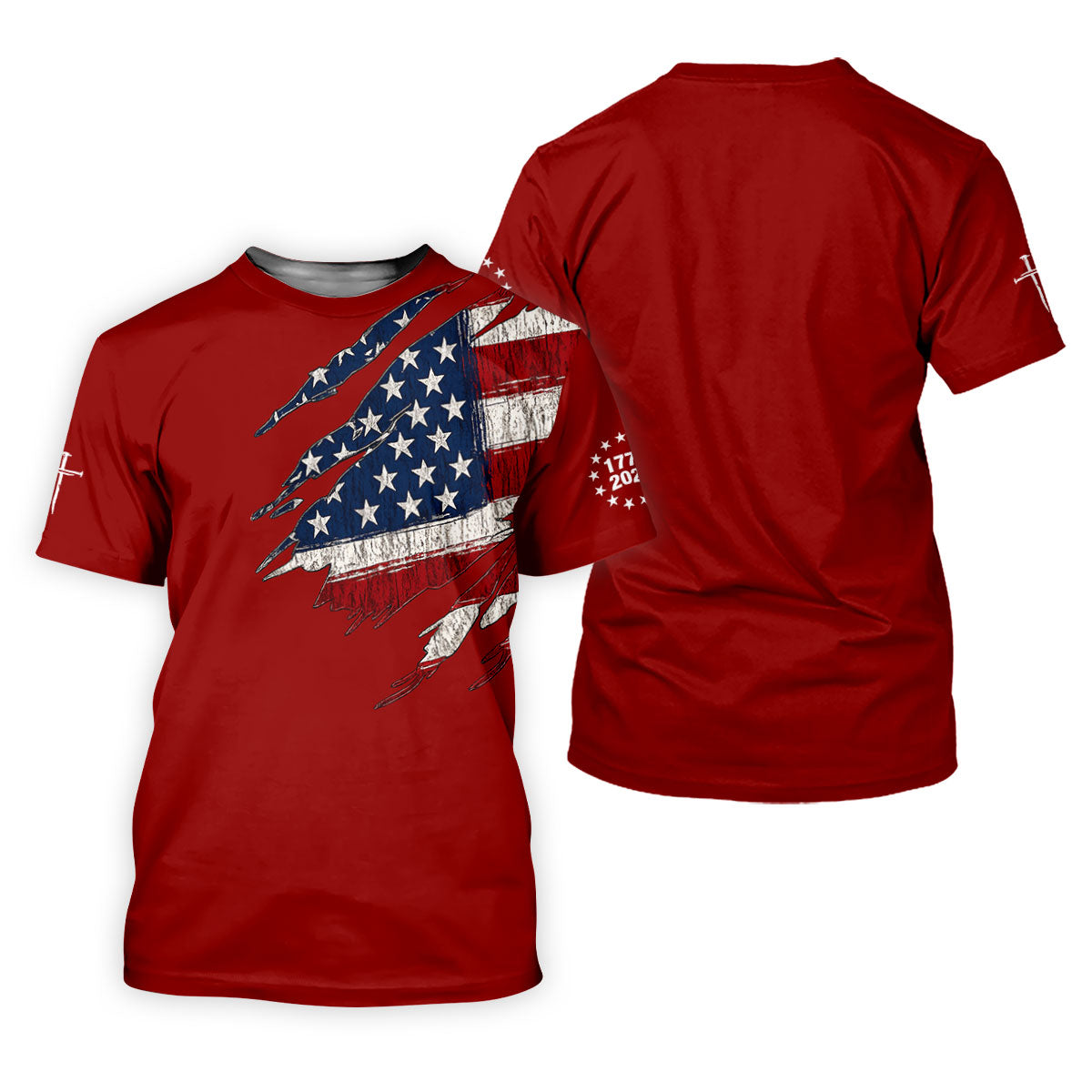 250th Anniversary Faith Cross Distressed USA Flag 4th Of July Golf Shirt, Patriotic Golf Shirt, Polo For Men