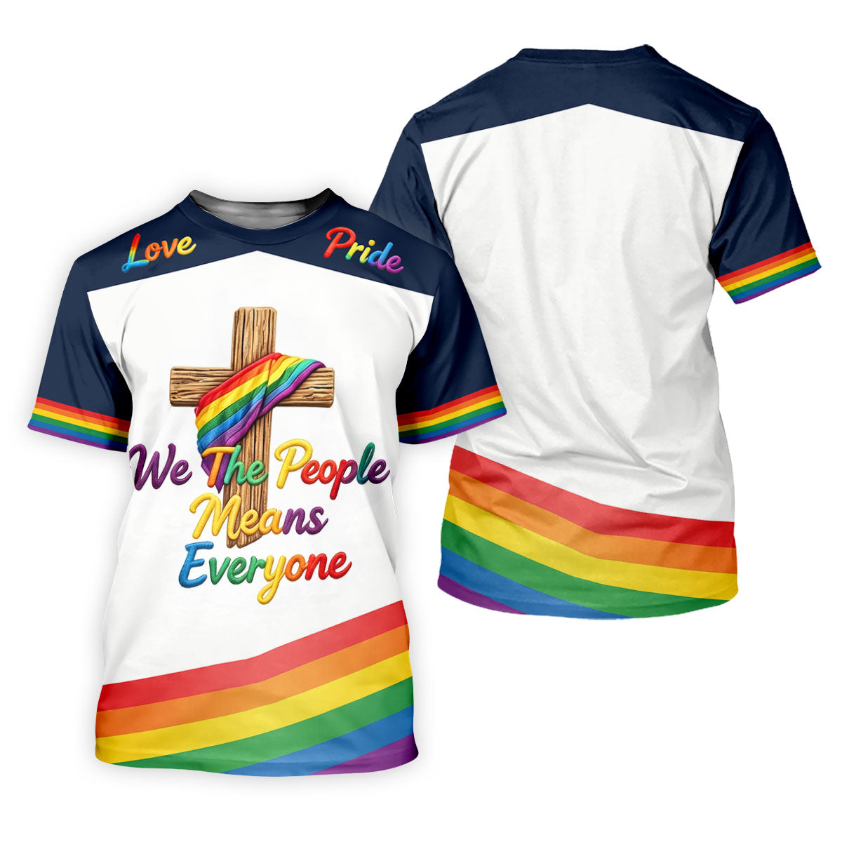 We The People Means Everyone Faith Cross LGBT Support Ladies Golf Tops, Golf Shirt For Women