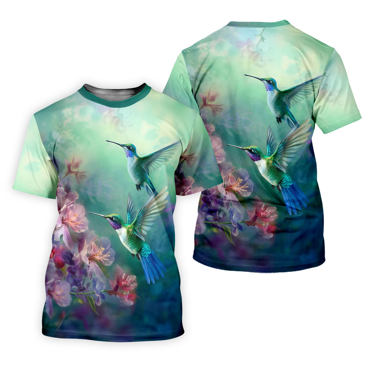 Hummingbird And Floral Garden Polo Shirt, Mens Golf Shirts, Golf Polo Shirts For Men