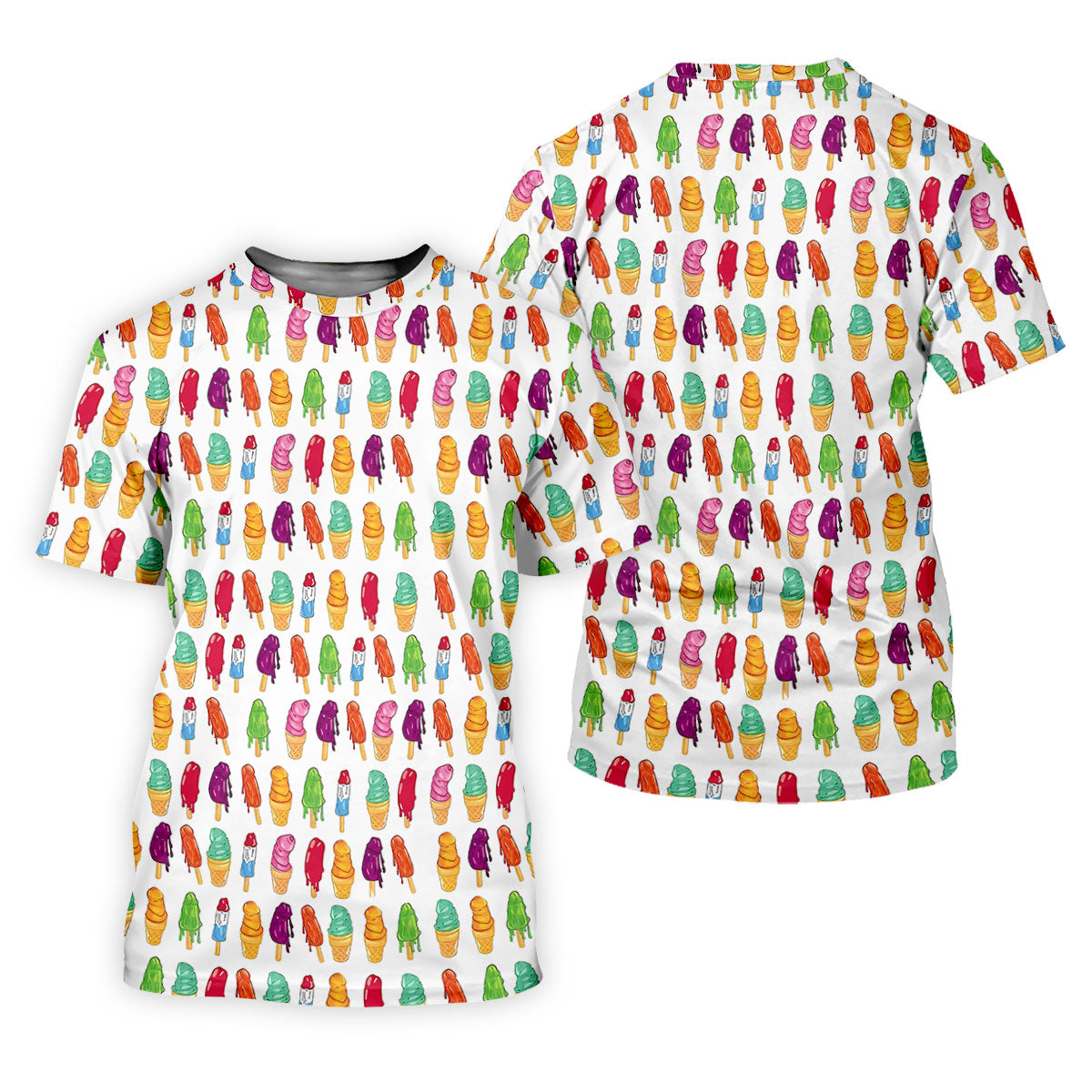 Colorful Ice Cream Pattern Golf Polo Shirt, Golf Tops For Women, Ladies Golf Top