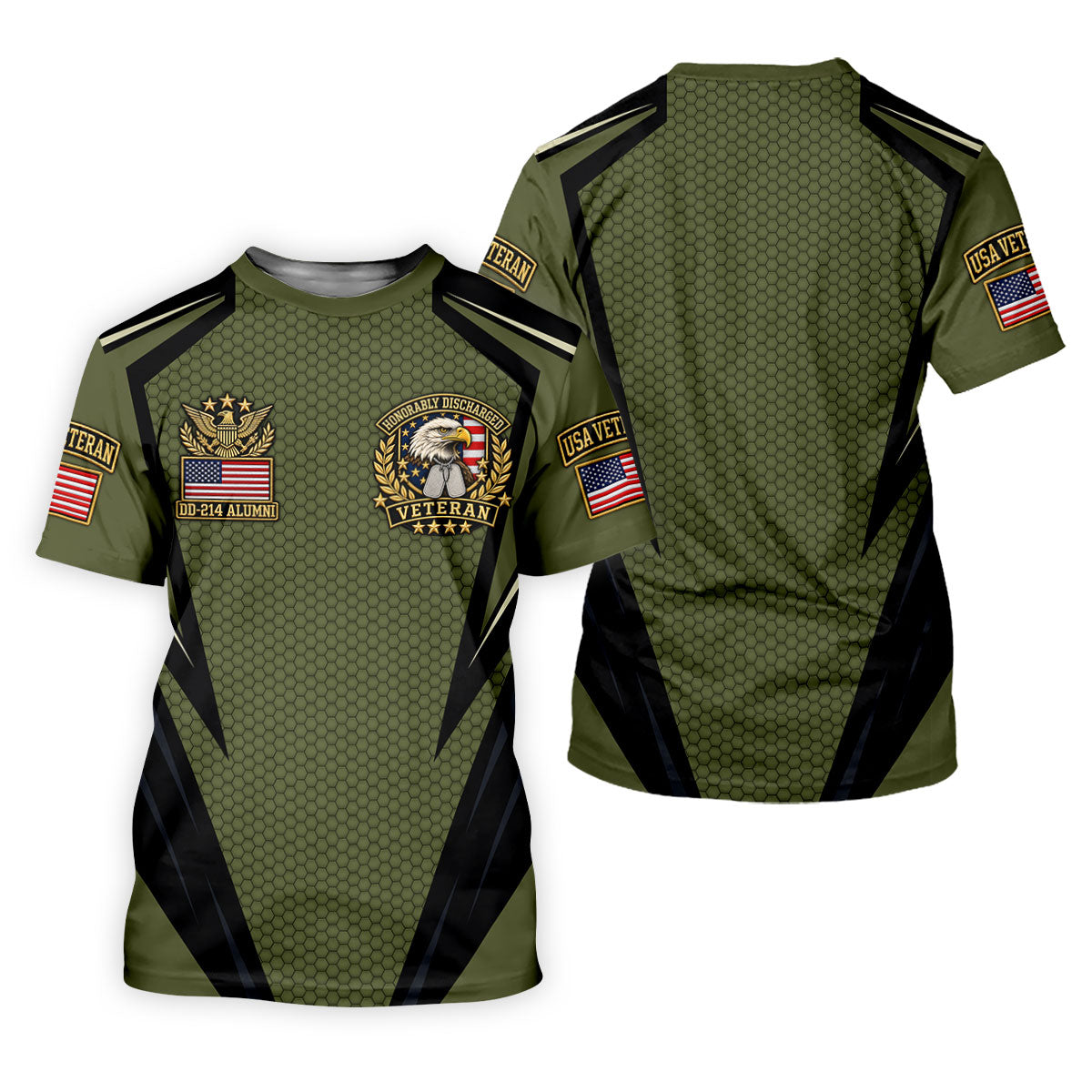 DD-214 Olive Hexagon Golf Polo Shirt, Golf Apparel For Men, Veterans Day Golf Shirt