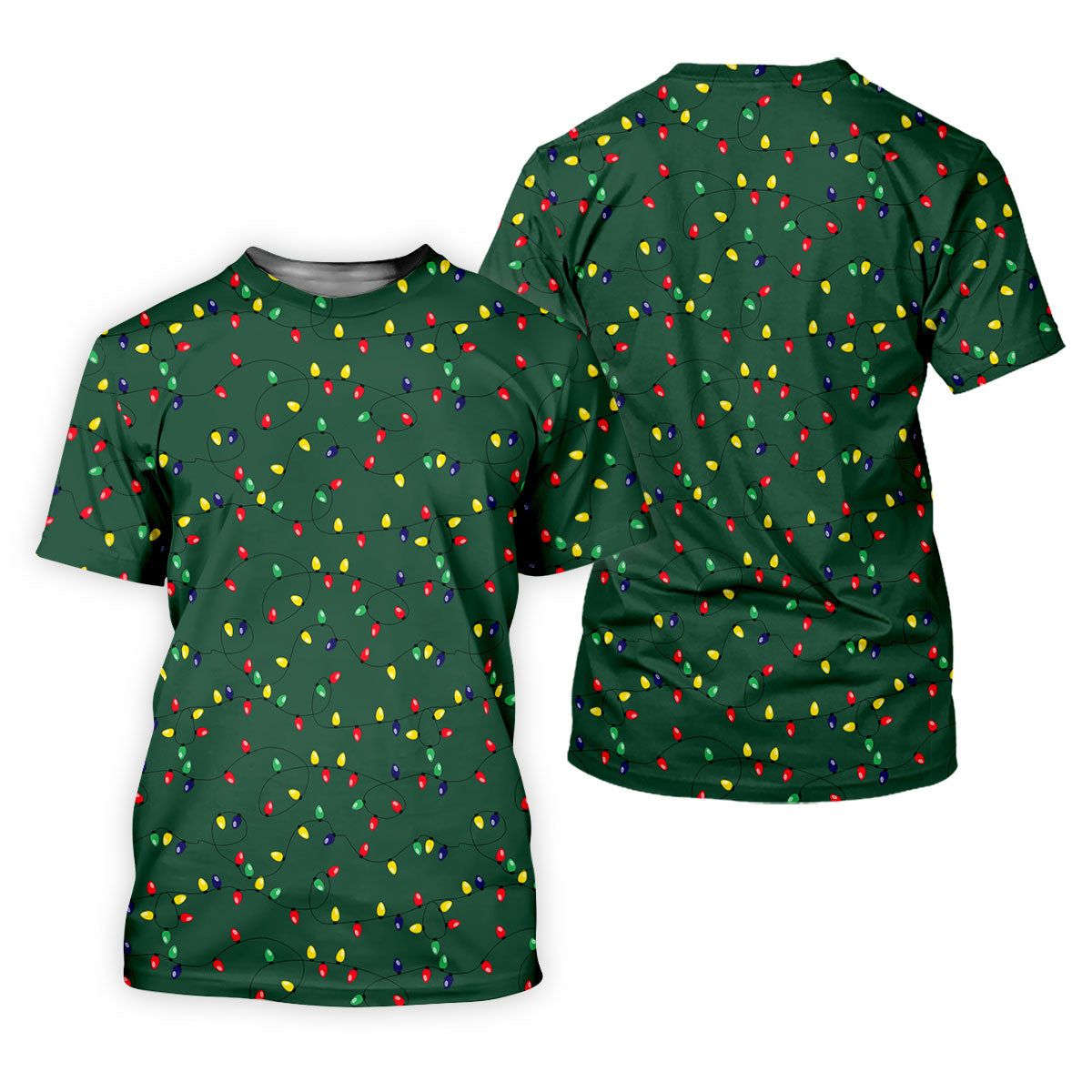 Christmas Colorful Lights Green Golf Shirt, Christmas Golf Shirt, Polo Shirts For Men, Golf Gift For Men