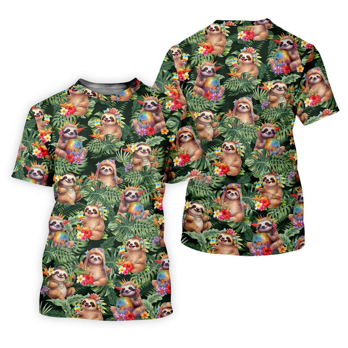 Funny Sloth Hawaiian Summer Golf Tops For Men, Hawaiian Golf Shirts, Polo Shirts For Men